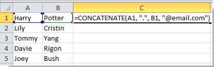 Hướng dẫn cách tạo email từ danh sách tên trong Excel